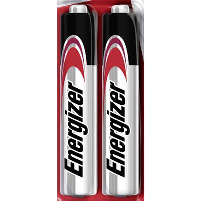 Två AA-batterier av märket Energizer i svart, röd och silver förpackning, avbildade bredvid varandra.