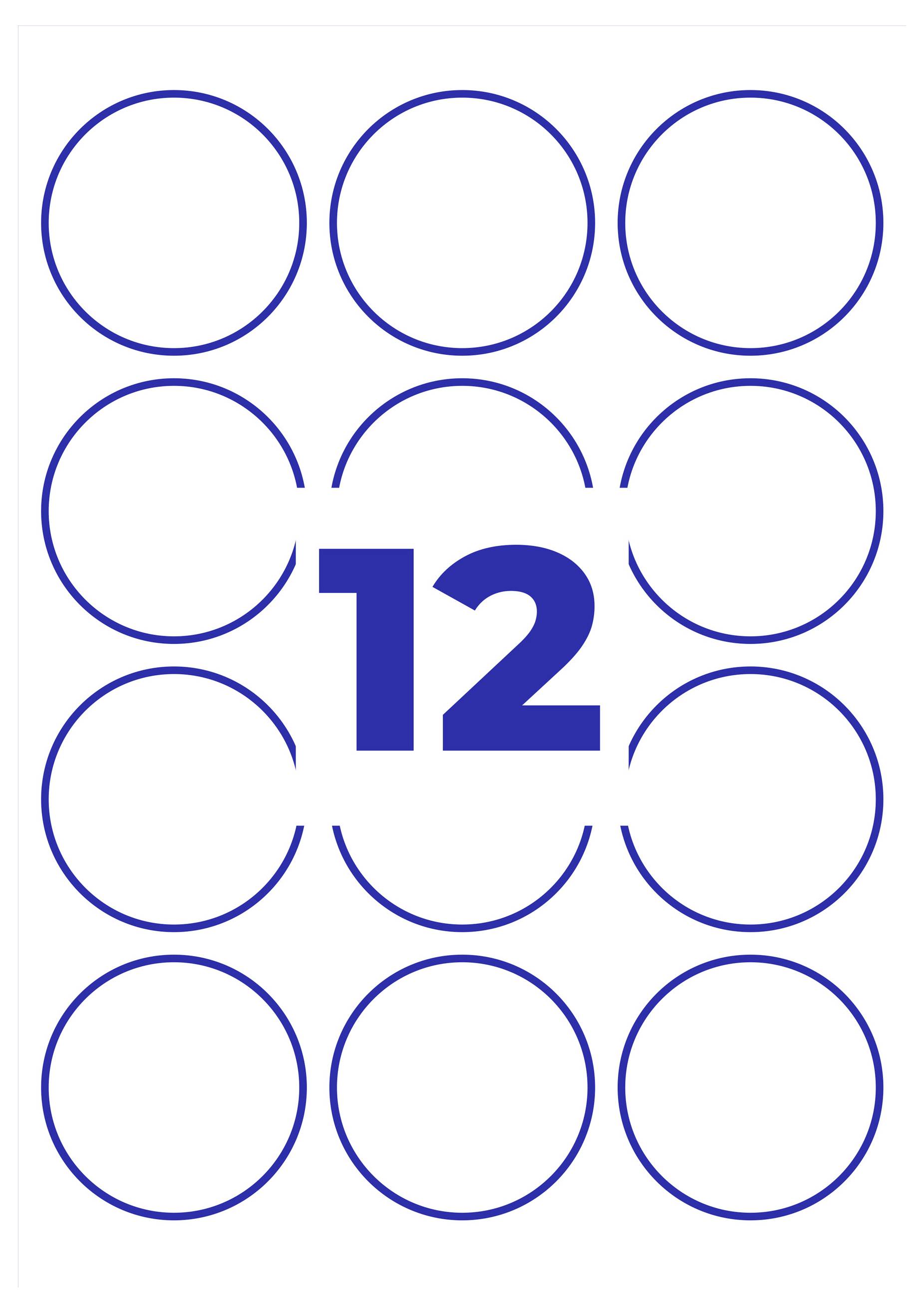Avery-Zweckform L3416-100 Universaletiketter Ø 60 mm Papper Vit 1200 st Permanent Bläckstråleskrivare, Laser, Laser, fär-9
