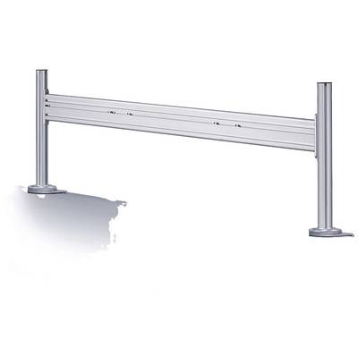 Metalliskt skyddsräcke med två vertikala stöd och en horisontell balk. Perfekt för industriella tillämpningar.