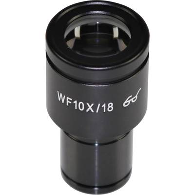 'Okular WF10X/18', ett svart mikroskopokular, förstoras bilden tiofallt. Det används i optiska instrument.