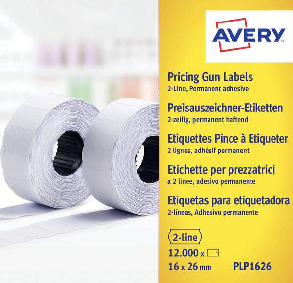 Avery-Zweckform Prisetiketter PLP1626 Permanent Etikettbredd: 26 mm Etiketthöjd: 16 mm Vit 12000 st