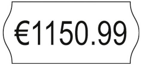 Prislapp med beloppet 'EUR1150.99' i stor svart text.