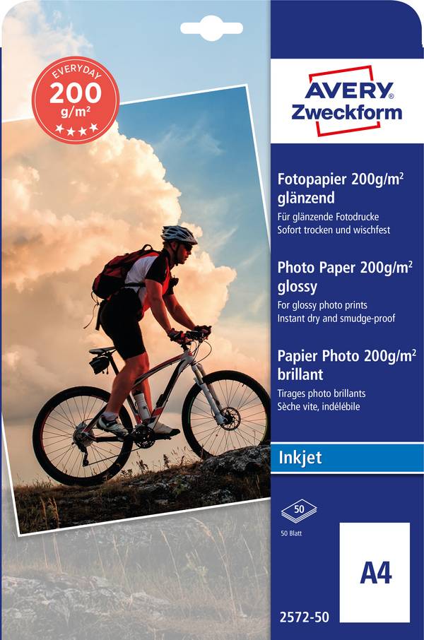 Avery-Zweckform Superior Photo Paper Inkjet BIG PACK 2572-50 Fotopapper DIN A4 200 G/m² 50 ark Högglans