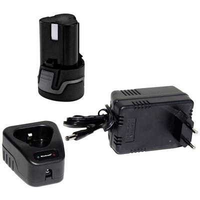 Svart laddare med kabel, batteri och laddningsbas, europeisk kontakt. Perfekt för elektriska apparater och verktyg.