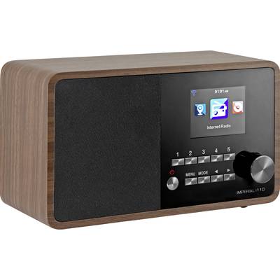 Träradio med digitalskärm visar 'Internetradio'. Siffertangenter och reglageknapp är synliga, tid 01:01 FM visas.