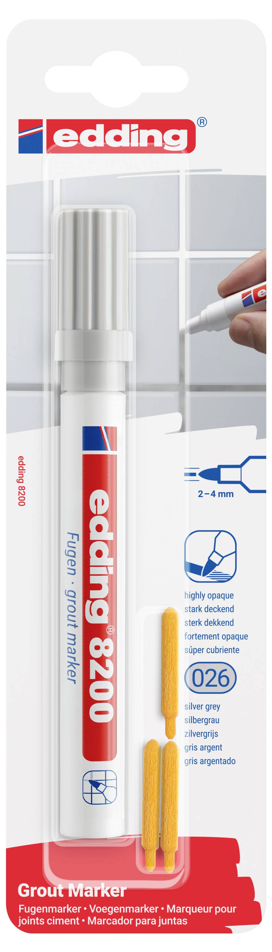 Edding 8200 4-8200-1-4026 Fogpenna Silver-grå 2 mm, 4 mm-1