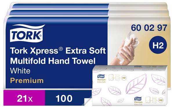 TORK 600297 Xpress Multifold Premium Pappershanddukar (L x B) 34 cm x 21.2 cm Vit  2100 st