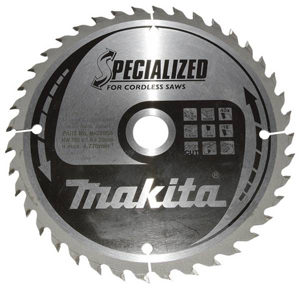 Makita SPECIALIZED B-32954 Hårdmetall cirkelsågklinga 165 x 20 x 1 mm Antal tänder (per tum): 40 1 st