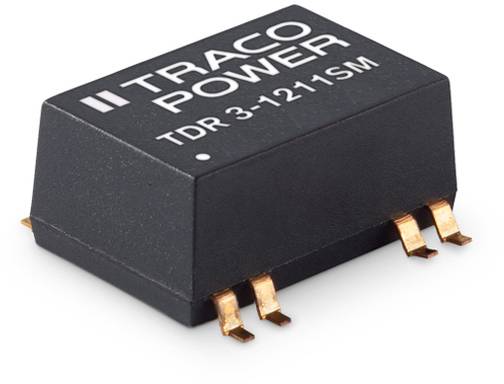 Elektronisk komponent, en spänningsregleringsmodul från Traco Power, modell TDR 3-1215SM, med sex anslutningsben.