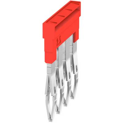 Kontaktdon med röd hölje och fem metallstift. Det används för elektrisk anslutning i elektroniska enheter.