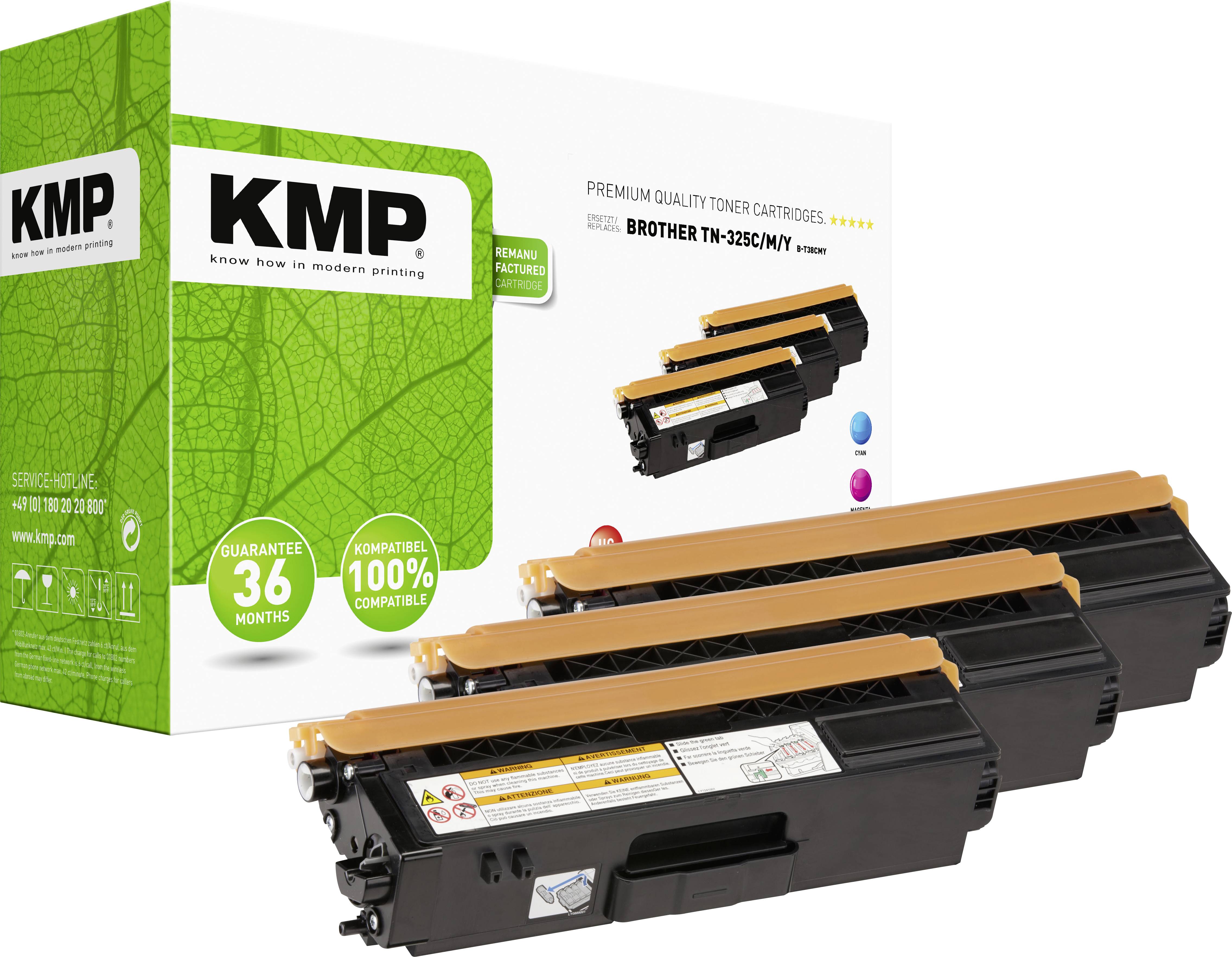 KMP Toner Ersätter Brother TN-325C, TN-325M, TN-325Y, TN325C, TN325M, TN325Y Kompatibel Kombi-pack Cyan, Magenta, Gul 3500 sidor B-T38 CMY 1243,HC30