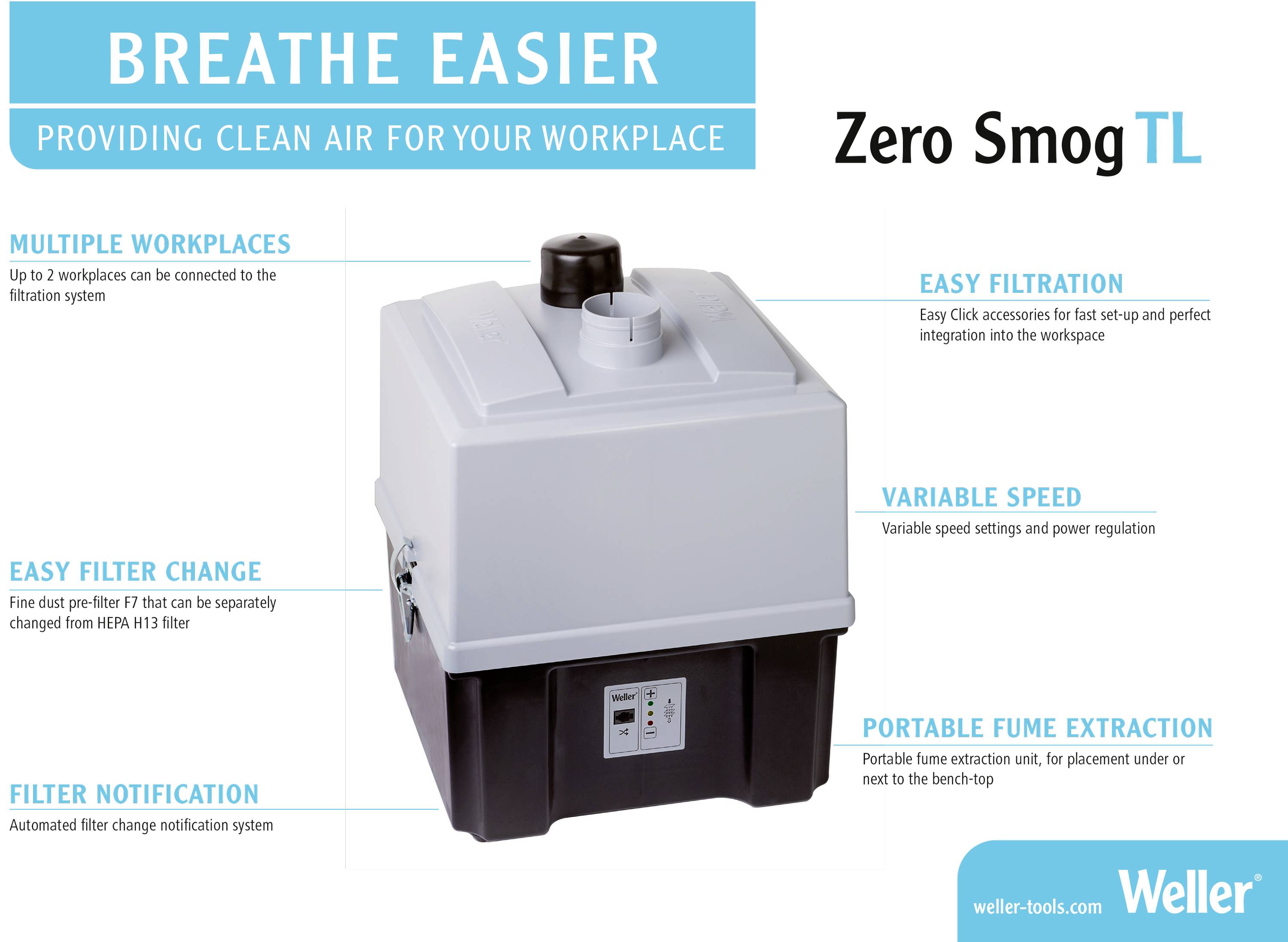 Weller Zero Smog TL Kit 1 FN Lödsug 230 V 120 W 190 m³/h-2
