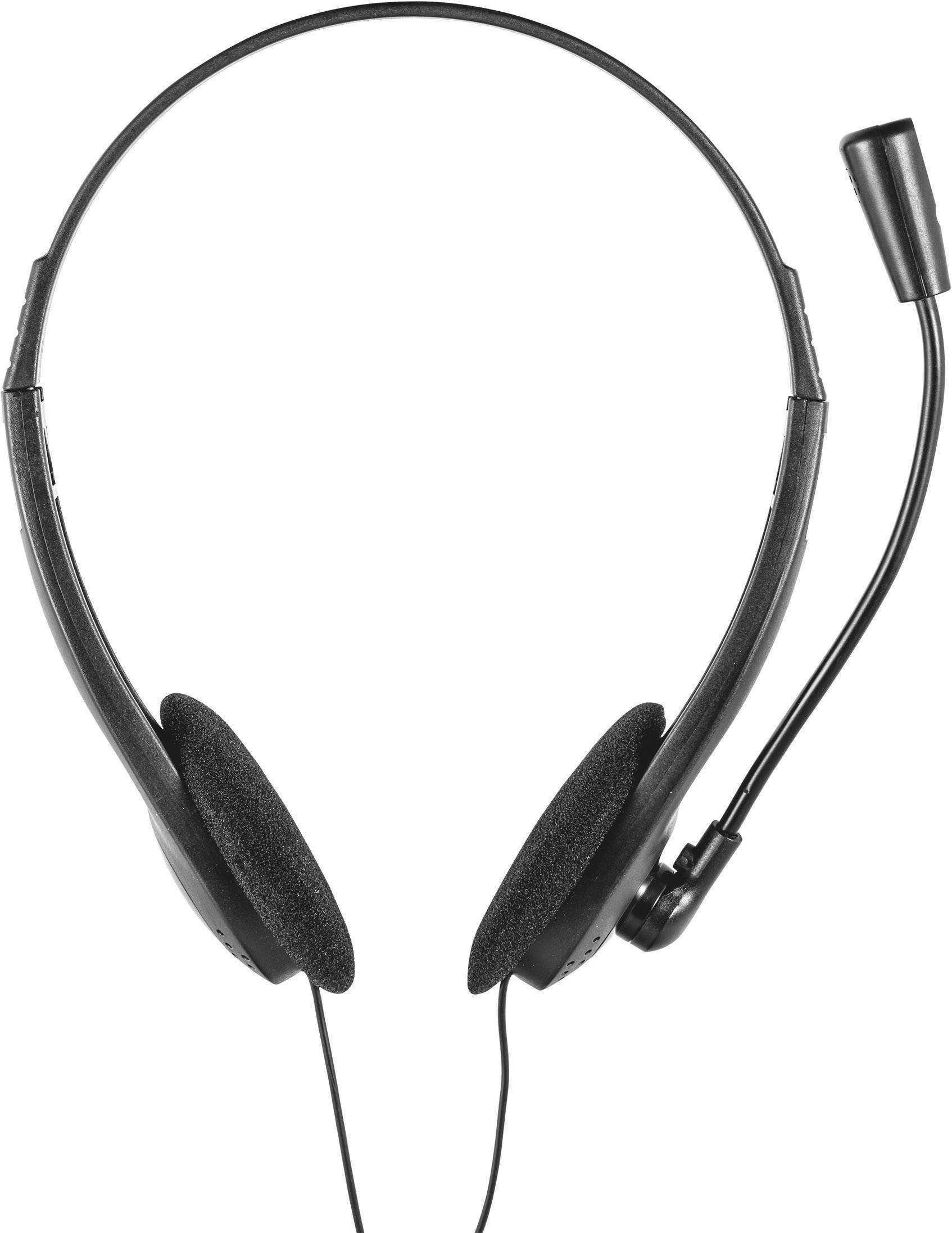 Ett svart headset med justerbar mikrofonarm. Perfekt för kommunikation eller online-möten.