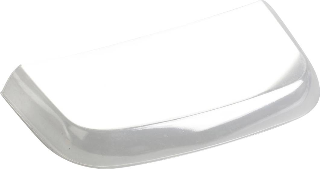 Transparent, välvd plastövertäckning på vit bakgrund.