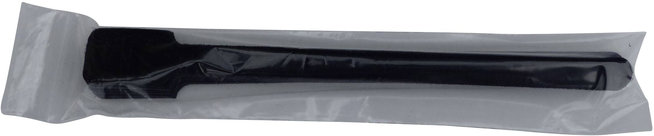 En svart sked i en genomskinlig plastförpackning.
