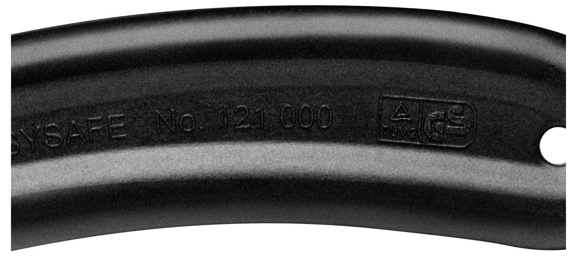 Svart cykeldäck med texten 'AXA SAFETY Nr. 021000' och en säkerhetslogotyp med CE-märkning.