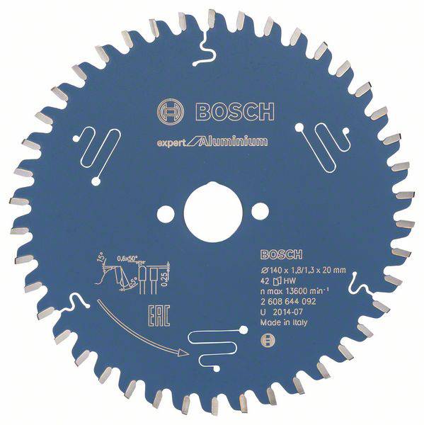 Bosch Accessories Expert for Aluminium 2608644092 Cirkelsågblad 140 x 20 x 1.3 mm Antal tänder (per tum): 42 1 st