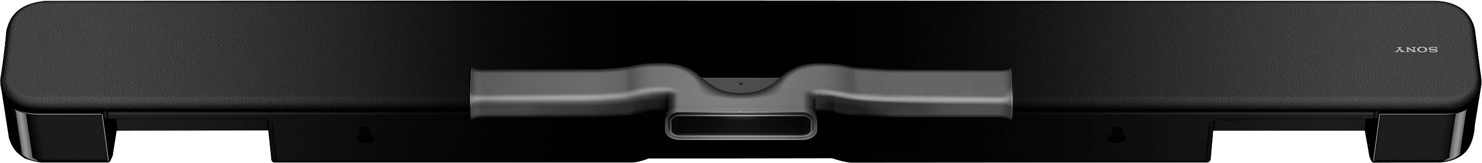 En svart soundbar med modernt design, lämplig för ljuduppspelning i en hemmabiouppställning.