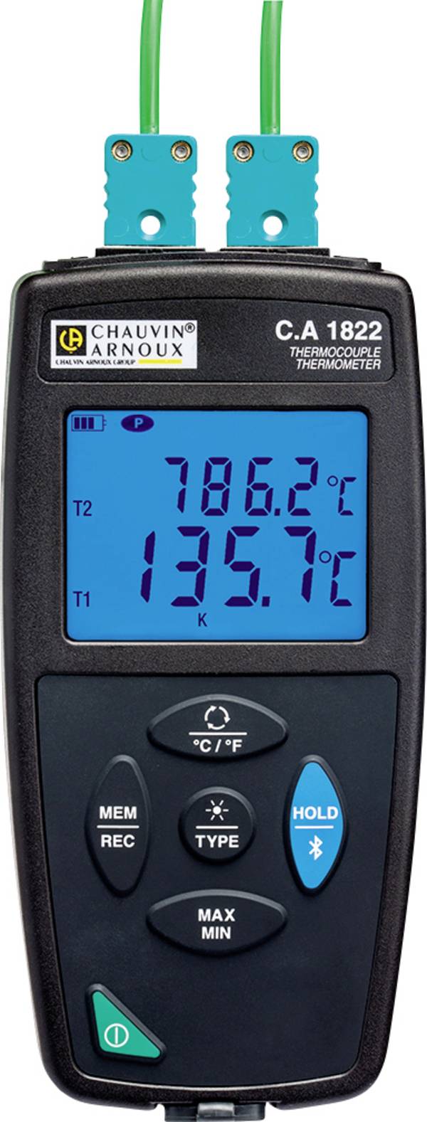 Chauvin Arnoux C.A 1822 Temperaturmätare -200 - 1372 °C Sensortyp J, K, T, N, E, R, S Datalogger-funktion