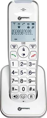 Geemarc AMPLIDECT 295 AD Trådlös seniortelefon  Belyst display Vit