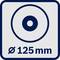 Symbol för en cirkel med en invändig punkt, diameter: Ø 125 mm.