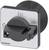 En grå switch med 'PÅ' och 'AV'-positioner på en kvadratisk skylt, tillverkad av Siemens, visar driftstatus.