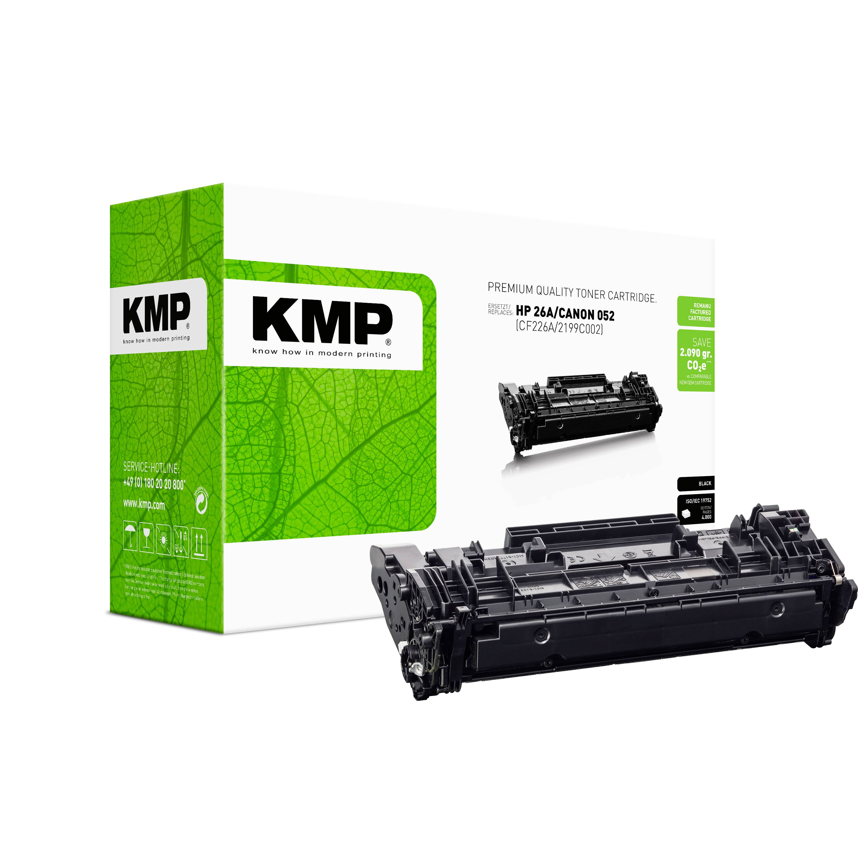 KMP högkvalitativ tonerkassett förpackning och kassett, svart skrivartoner för HP 26A/CANON 052 kompatibla modeller.