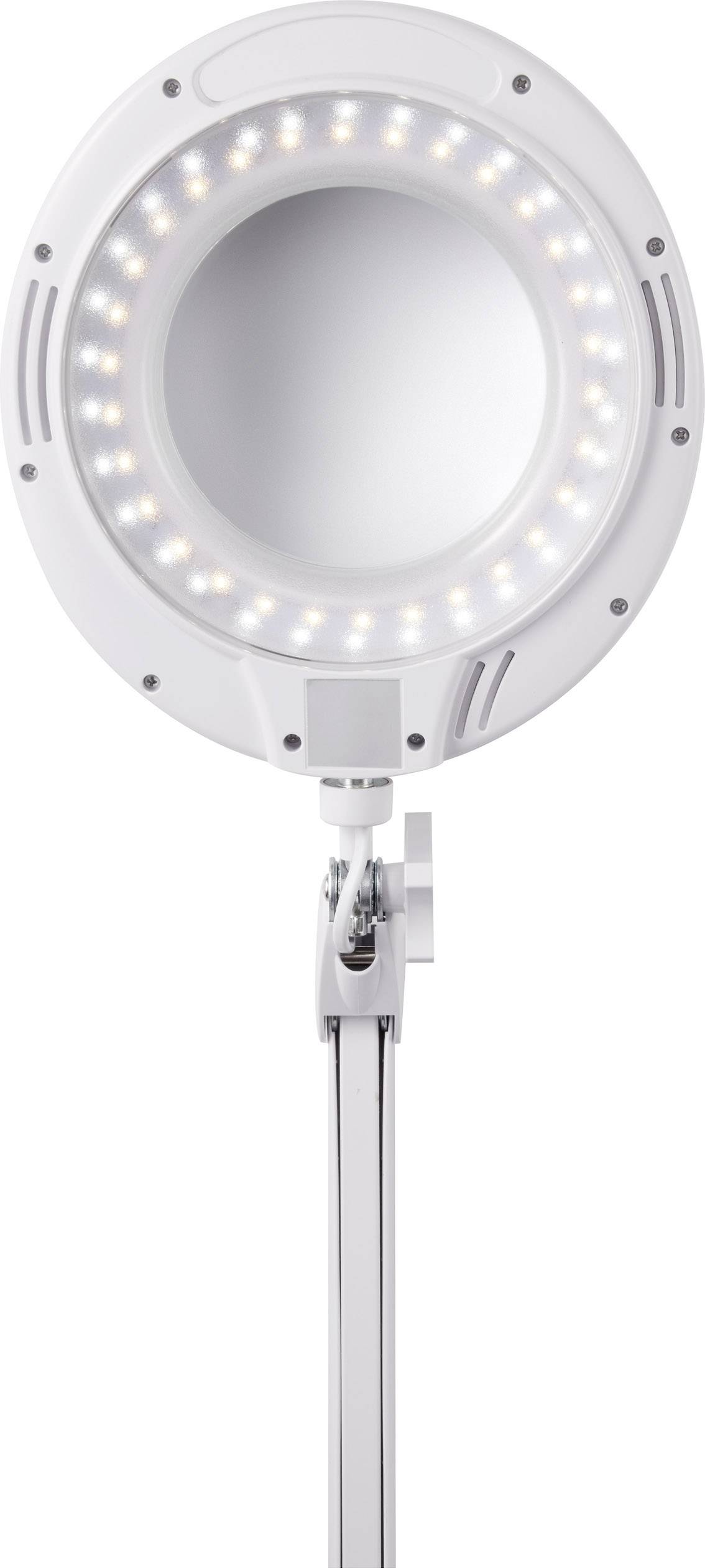 Förstoringslampan med LED-lampor och rund spegel på justerbart stativ. Perfekt för detaljerad granskning av små föremål.
