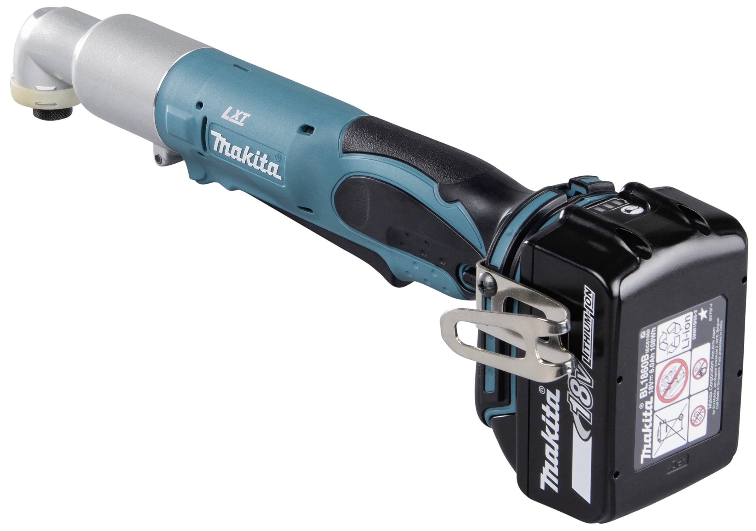 En blå-svart sladdlös slagskruvdragare från märket Makita med ett 18V batteri.