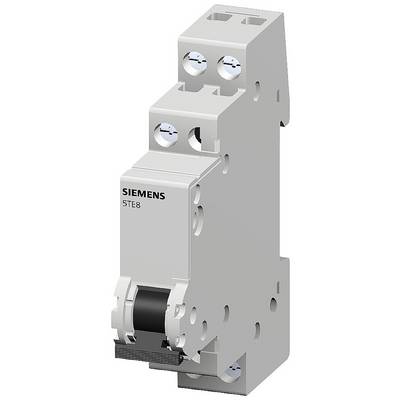 En Siemens 5TE8 skyddsbrytare i grått. Den har två anslutningar överst och en stor svart omkopplare nedtill.