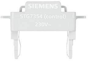 En vit strömbrytarram från Siemens med påskriften '5TG7354 (control) 230V'.