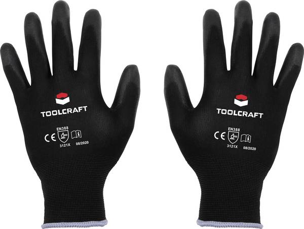 TOOLCRAFT TO-5621544 Polyester, Polyuretan Arbetshandske Storlek (handskar): 8 EN 388 CAT II 1 par