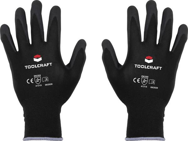TOOLCRAFT TO-5621487 Polyamid, Nitril Arbetshandske Storlek (handskar): 9 EN 388 CAT II 1 par