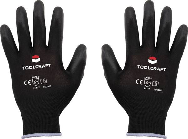 TOOLCRAFT TO-5621547 Polyester, Polyuretan Arbetshandske Storlek (handskar): 9 EN 388 CAT II 1 par