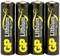 Fyra svarta GP Lithium-AA-batterier placerade bredvid varandra.