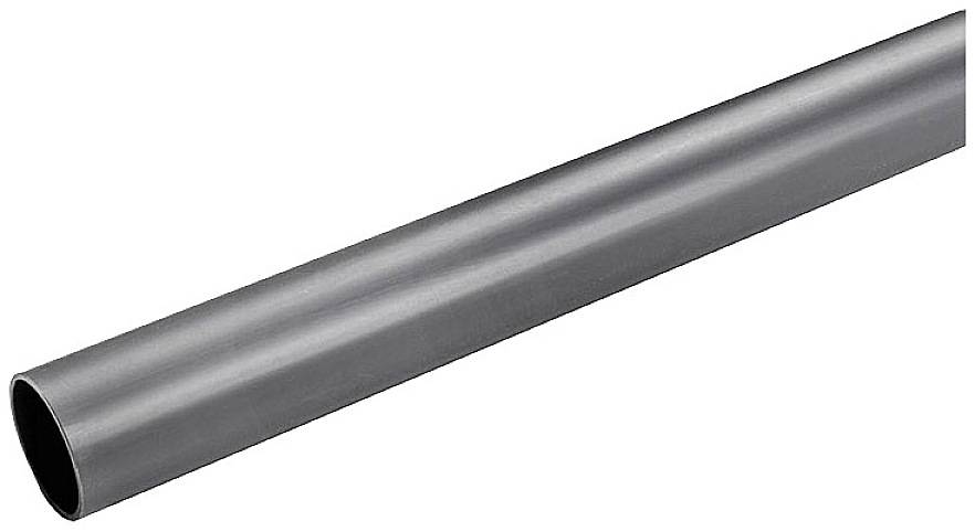 Ett grått, cylindriskt rör av metall eller plast på vit bakgrund.