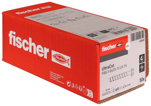 Fischer 536851  Betongskruv 8 mm 55 mm Yttersexkant, TX      50 st
