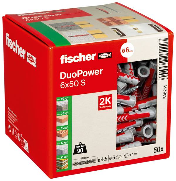 Fischer 538255 DUOPOWER 6x50 S LD 2-komponentsplugg 50 mm 6 mm 50 st