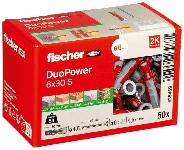 Fischer 535459 DUOPOWER 6x30 S LD 2-komponentsplugg 30 mm 6 mm 50 st