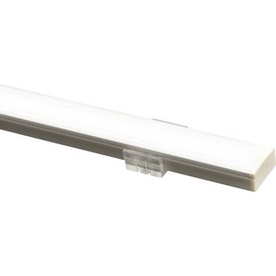 Ett avlångt LED-ljus, monterat på ett genomskinligt plastfäste, med en modern, slank design.