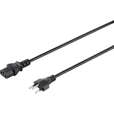 En svart strömkabel med en Schuko-kontakt på ena sidan och en IEC-kontakt på den andra, lämplig för elektriska apparater.