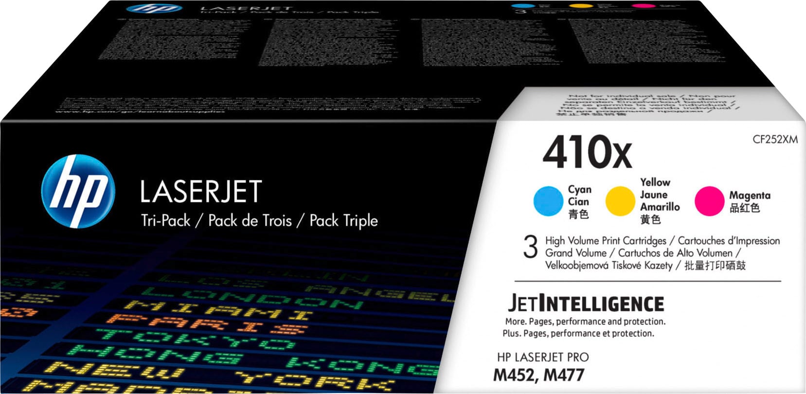 HP Toner 410X Original Kombi-pack Cyan, Magenta, Gul 5000 sidor CF252XM