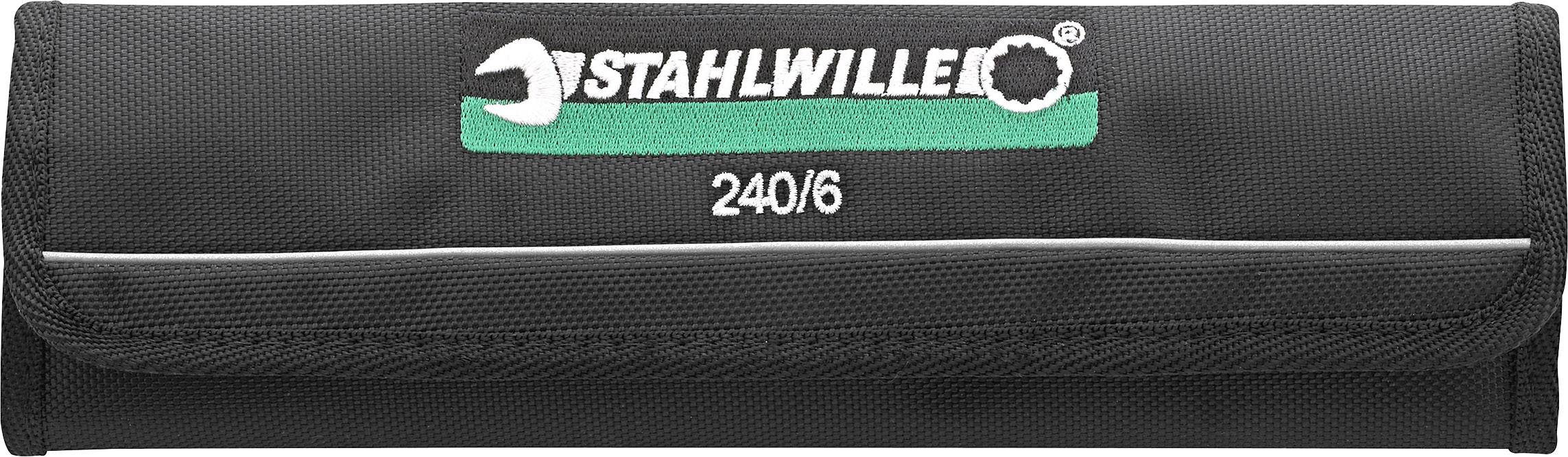 Svart verktygspåse med vikbart lock och 'STAHLWILLE' logotyp och numret '240/6'.