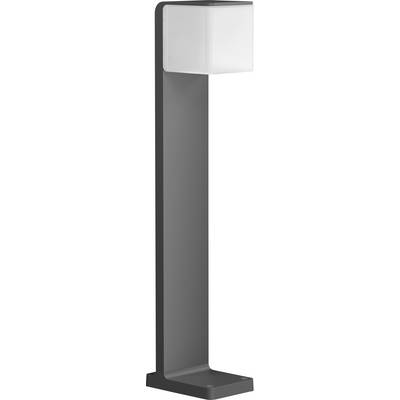 En modern, rektangulär utomhuslampa med svart ram och en matt vit ljusspridare längst upp, designad för belysning av trädgård eller gångvägar.