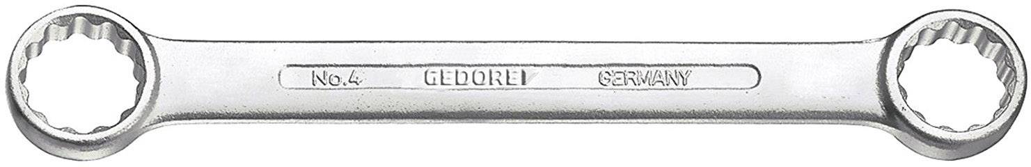 En dubbelsidigt ringnycklar av metall med märkningarna 'GEDORE GERMANY' och 'No. 46', lämplig för åtdragning av muttrar.