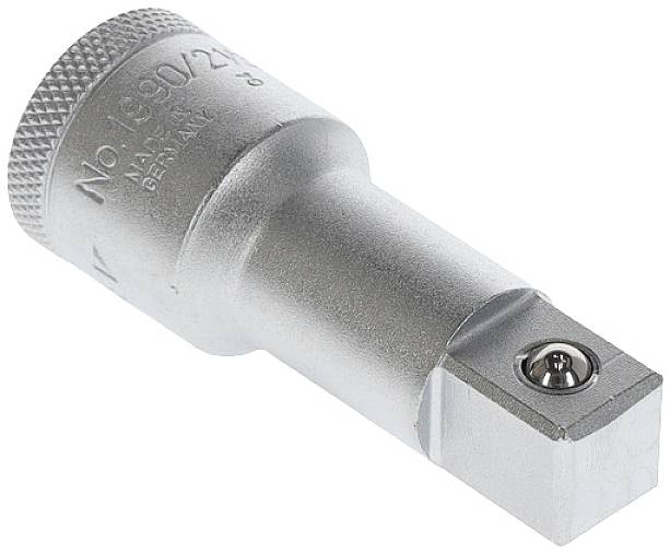 Hylsnyckel i metall, silver, med fyrkantig fäste, märkt med 'Made in Germany'.