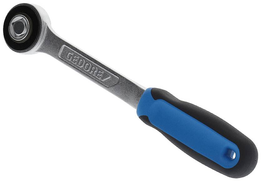 En ringnyckel med blå-svart handtag och påskriften 'GEDORE'. Lämplig för åtdragning eller lossning av skruvar.