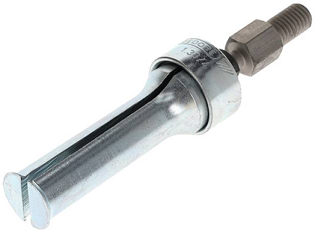 Metallisk spridexpander med gängstång, används för stabila förankringar i betong eller sten.