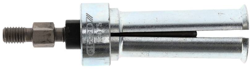 Metallmekanism med två cylindriska delar som är förbundna genom en skruv. Används sannolikt för reparationer eller monteringar.