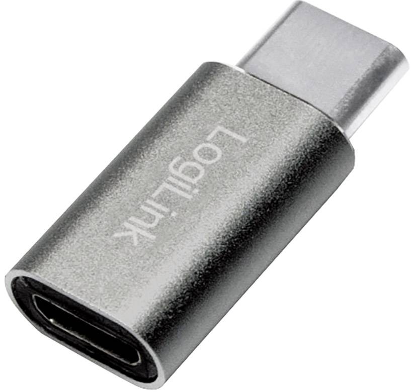 En silverfärgad USB-C-adapter med texten 'LOGILINK'.